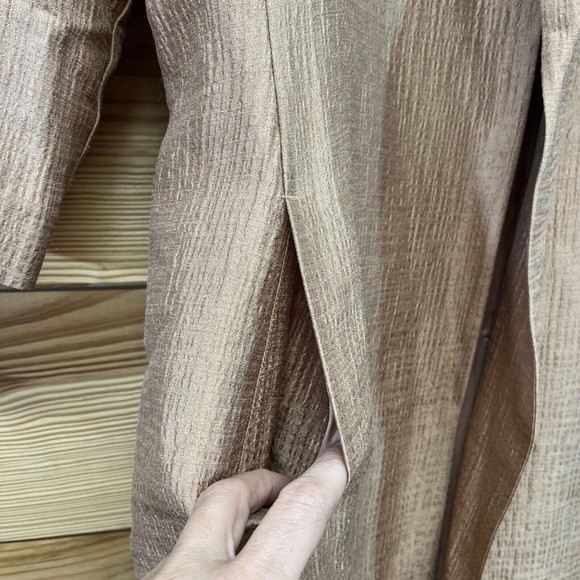 Eileen Fisher Silk Jacket Small Longline Open Front Rose Gold Copper Lined B80 - Picture 5 of 16